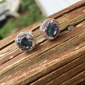 Mystic Topaz White Gold Filled Earrings